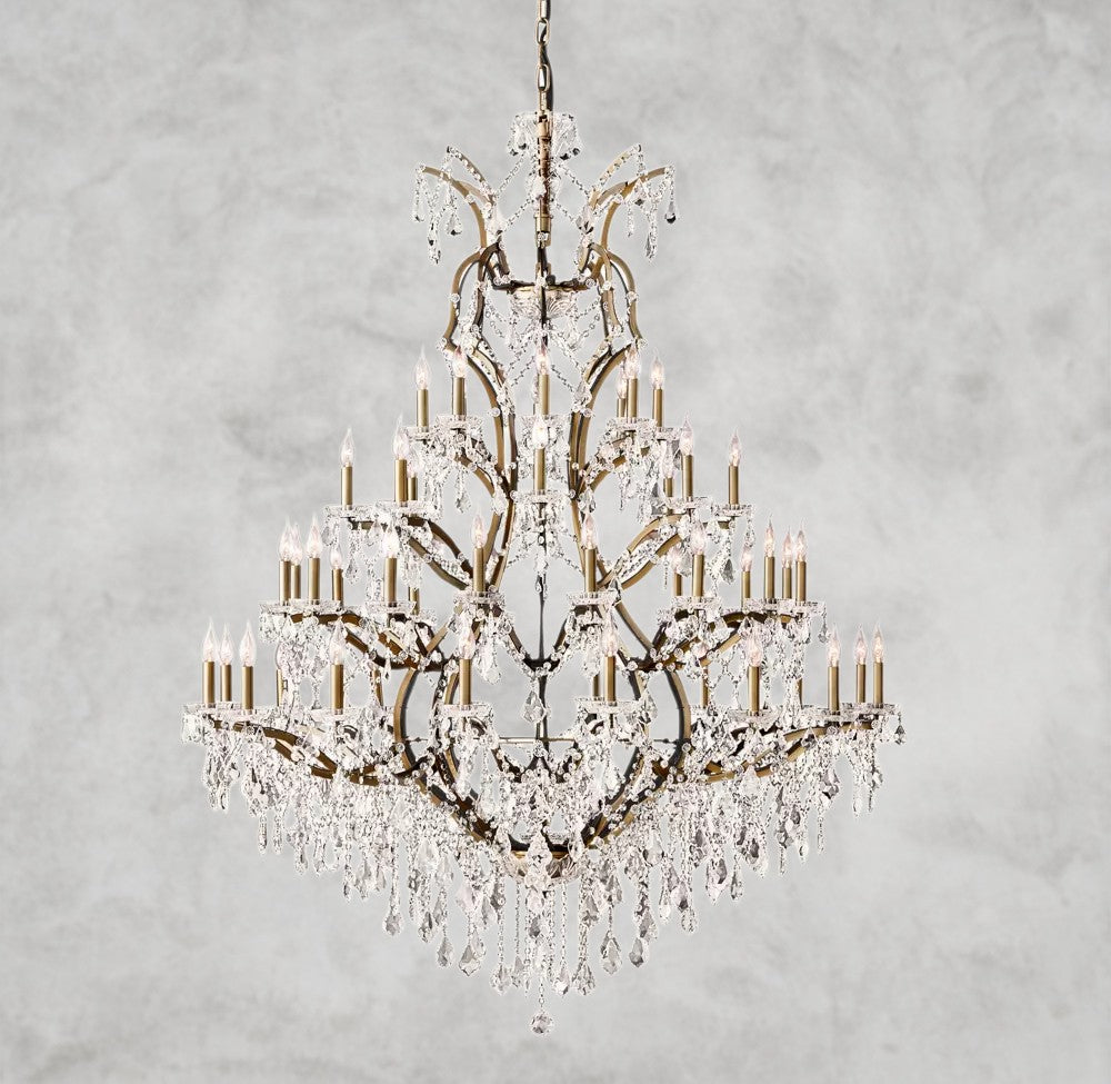 19th C. Rococo Iron & Crystal Round Chandelier 18", 28", 33", 40", 60", 101"